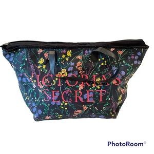Victoria's secret Black Floral Bohemian Tote Canvas Weekender Bag